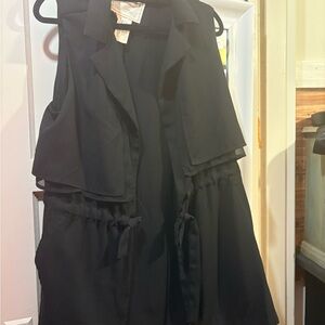 Cartonnier Anthropologie Black sleeveless blazer dress drawstring waist